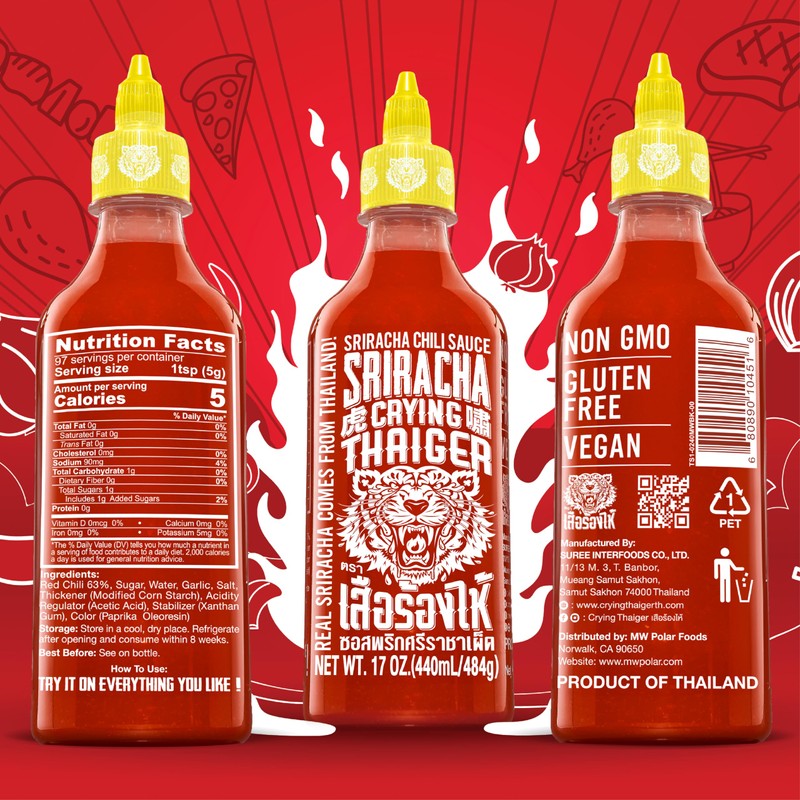 Crying Thaiger 17oz Sriracha Chili Sauce - Classic Thai Hot
