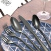LAIION Black Silverware Set,24-Piece Stainless Steel Flatware Set,Kitchen Utensil Set