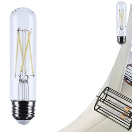 Satco 8W T10 LED Light Bulb 5000K Natural Light 800 Lumens Clear 300 Degree Beam E26 Medium Base 92 CRI Dimmable Wet Rated IP65 Enclosed Fixture Rated 120V S12527