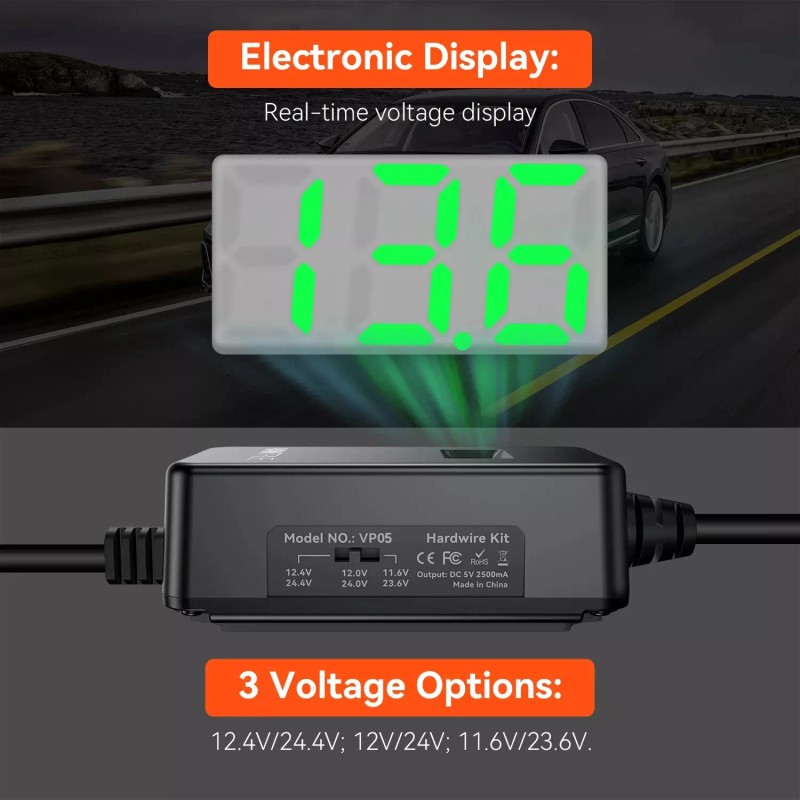 Vantrue Hardwiring Cable for USB-C Dashcams with LCD Screen (See
