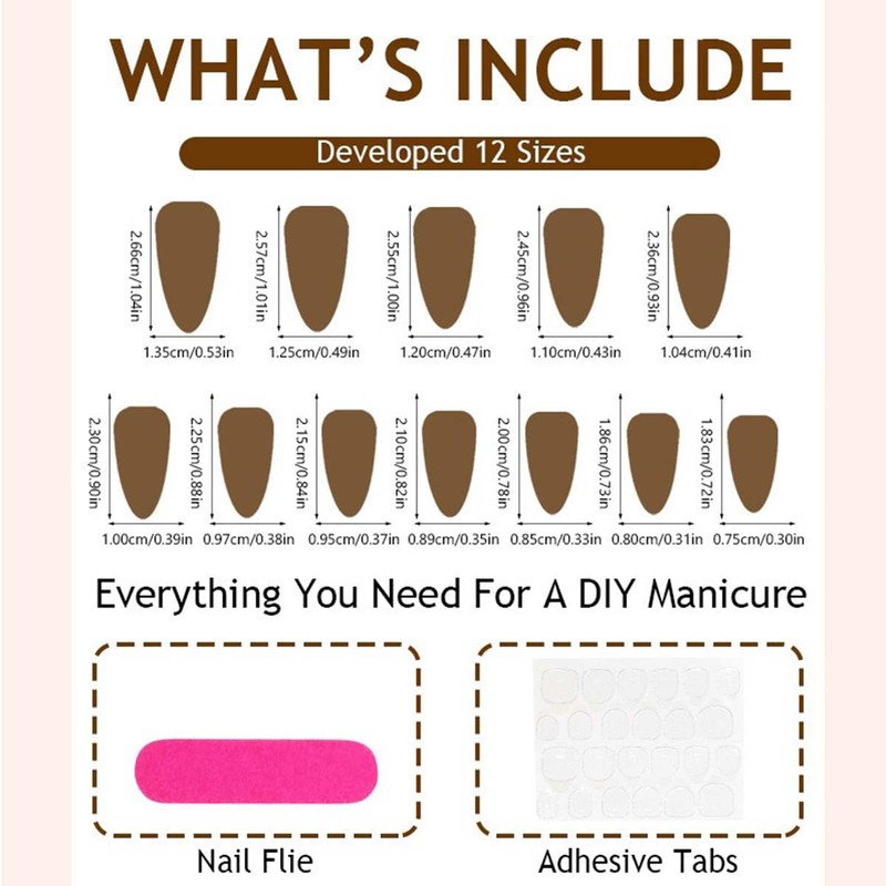 Almond Press On Nails Medium Fake Nails French Tip False