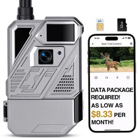 Cellular Game Trail Camera Solar, Outdoor Wildlife Motion Camera with 0.3s Trigger, Hunting Cameras with Low Glow Night Vision Waterproof, Live Feed to Phone, 1080P HD Video, No WiFi Needed - Color: Space Gray