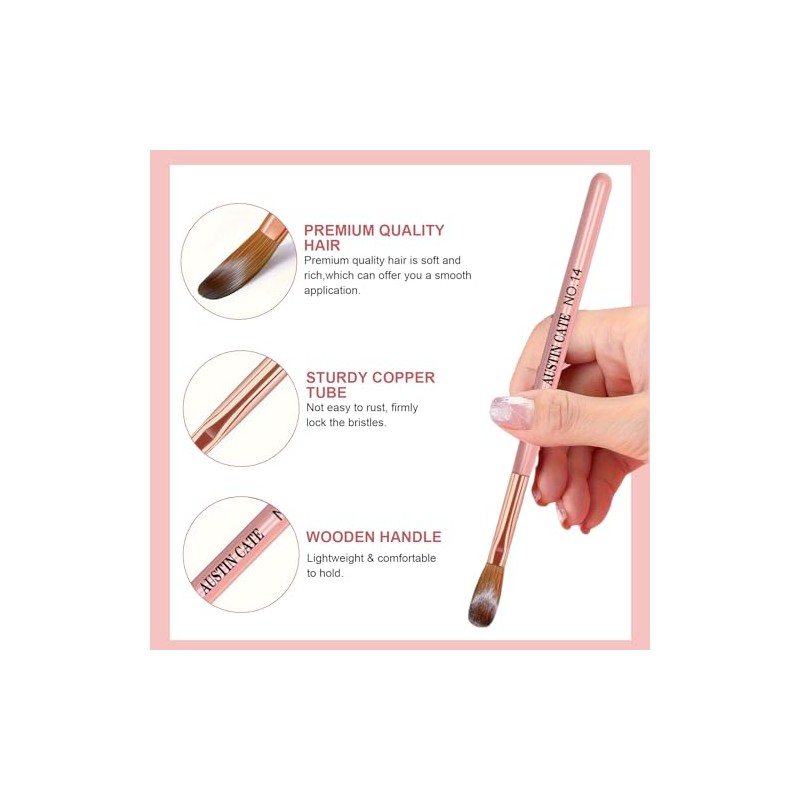 3Pcs Pinceles para Uñas Acrílicas, Brochas Acrílicas Para Uñas, Cepillos
