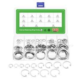 uxcell 130Pcs Internal Retaining Ring Circlip Assortment Set, 304 Stainless Steel Circlip Snap 13 Sizes M8 M9 M10 M12 M14 M16 M18 M20 M22 M24 M26 M28 M30