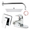 Meer Faucets By Cnx Regadera Cuadrada, Tubo, Monomando Y Mezcladora