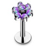 AZARIO LONDON G23 Grade Titanium 7 Purple Opals Ball Flower