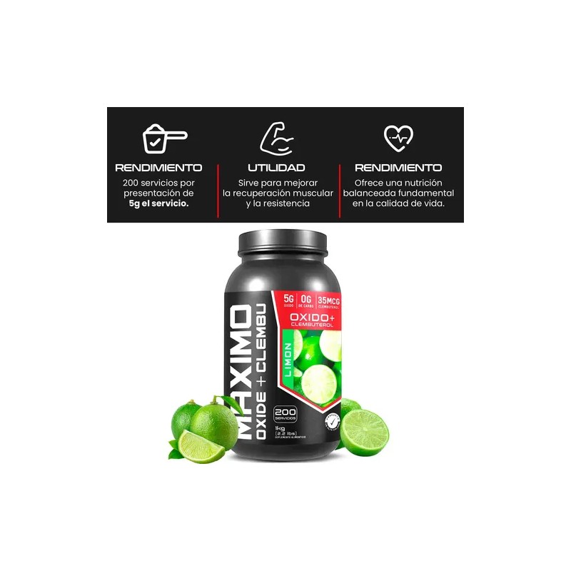 Óxido Clembu Maximo Protein 1kg Pre Entreno 200 Servs