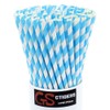 Light Blue Striped Drinking Paper Straws for Birthday Party Wedding