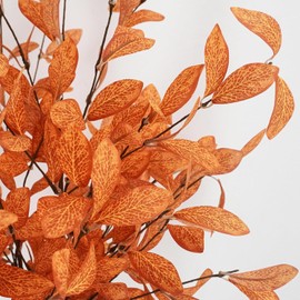 Uieke 18 Pcs Artificial Fall Eucalyptus Stems Fall Eucalyptus Leaves Plants Fall Decorations with Fall Leaves for Autumn Office Home Wedding Centerpiece Fall Florals Arrangement Decor (Orange)