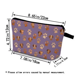 YULUENZE Purple Dachshund Paw Makeup Bag Cute Small Organizer Bag with Zipper Purple Dachshund Paw Cosmetic Bag Aesthetic Birthday Present for Dog Lovers Women Friends