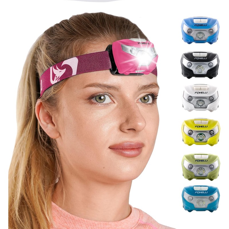 Foxelli USB-C Rechargeable LED Headlamp – Super Bright, Lightweight Head