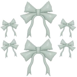47 Inch Giant Gray Bow Helium Foil Balloons 15 Inch Small Size Mini Coquette Bow Knot Balloons Girl Bow Themed Party Decor for Bachelorette Wedding Baby Shower Birthday Party Decorations for Girls
