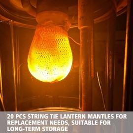 GXFCCYXT 20-Pack String Tie Lantern Mantles with 2 Pcs Lantern Globe Replacement Glass, Glass Globe Compatible with Coleman Fueled Lanterns, Replacement Suitable for Outdoor Camping Lantern