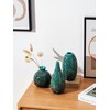 Set of 3, Decorative Ceramic Vases, Turquoise Blue Glazed Finish,