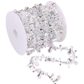 sulanmo 16.4ft Christmas Garland Crystal Acrylic Christmas Beaded Garlands Hanging Rustic Xmas Tree Decorations Twist Bead String Ornaments for Tree Wall Party(Silver)