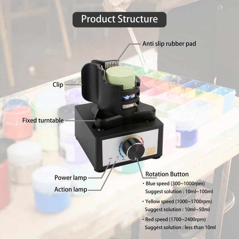 SLIYXTWIO Mini Vortex Mixer, Speed Range 300 to 2400 RPM,