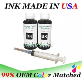 Vivid colors 200ml Black bulk refill ink kit w syringe for ALL HP Universal inkjet printer