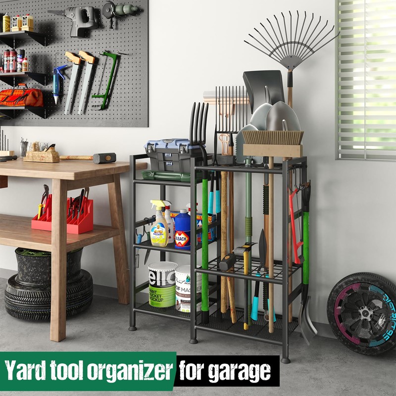 keomaisyto Garden Tool Organizer for Garage Organization, 3 Tier Yard