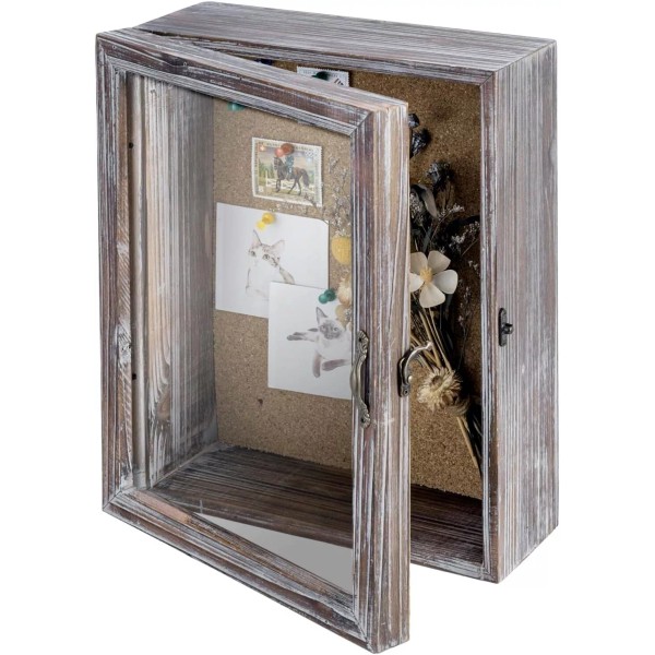 Mygift Wall Mounted Brown Wood and Clear Acrylic Shadow Box