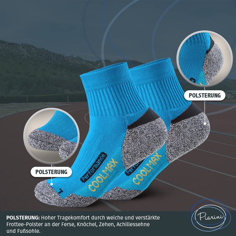 Piarini 2 pairs Coolmax outdoor socks, functional socks, short, black,