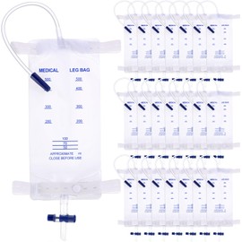 Geiserailie 20 Pcs Catheter Leg Bag Urinary Drainage Bag with Anti Reflux Valve Catheter Supplies with 2 Anti Slip Foley Stabilization Device Holder for Men Women(500ml)