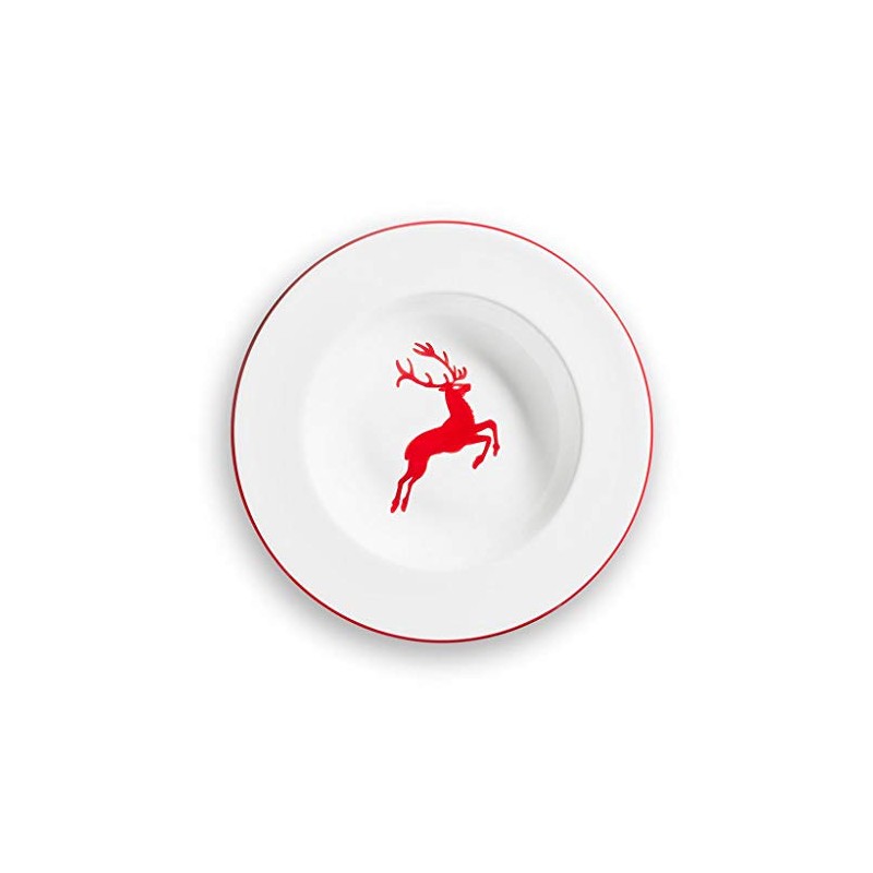 GMUNDNER KERAMIK Soup Plate, Deer Ruby, 9.4-Inch