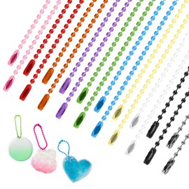 200Pcs Ball Chains, 2.4mm×120mm Dog Tag Chain, 10 Colors Metal Bead Chain Connector Clasps Keychain Hanging Chains for Jewelry Making DIY Crafts Dog Tag Key Chain Tags