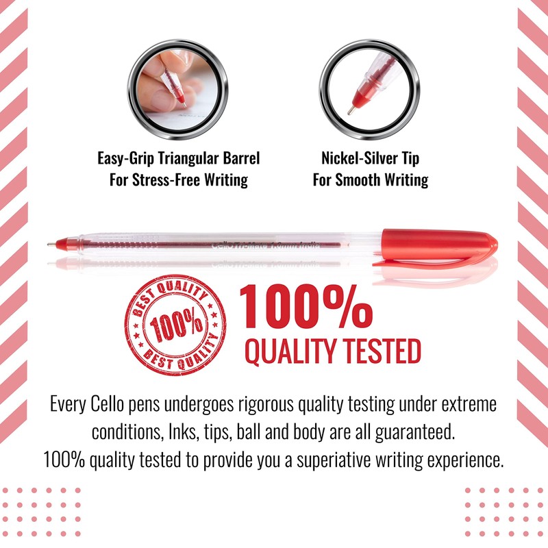 Cello Original Tri-Mate Triangular Barrel Ballpoint Pen Medium Point Biro