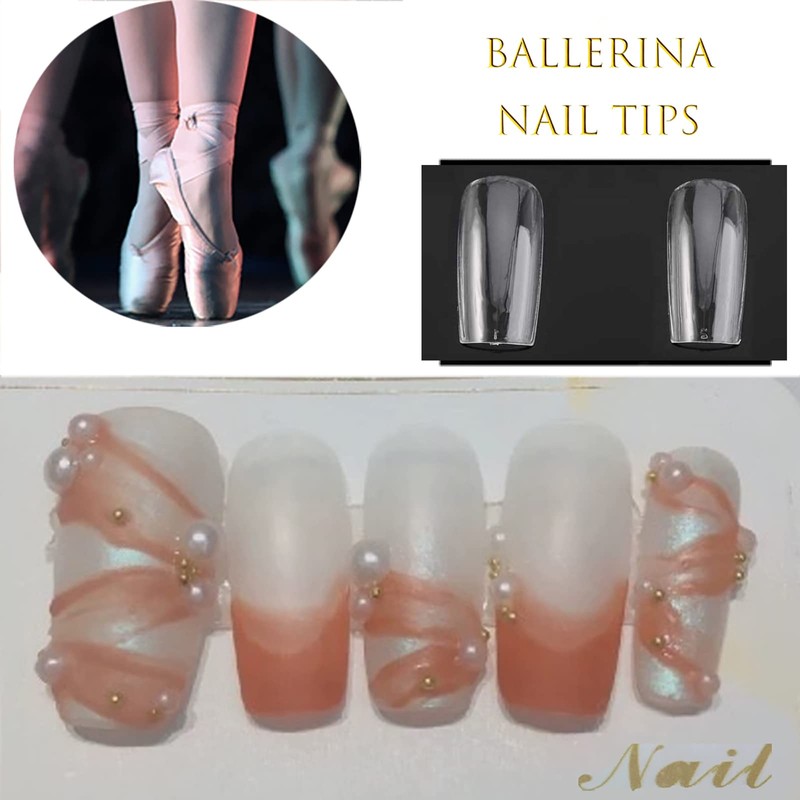 500 x Clear Acrylic Nail Tips Square with Case