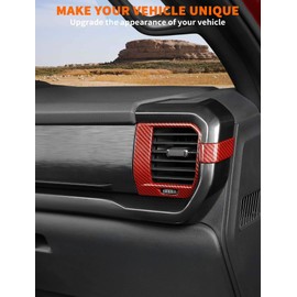 Savadicar Red Carbon Fiber Interior Accessories - Ac Vent Trim Cover for Ford F150 (2021-present) - Premium Texture Interior Decor Upgrade Option, 4-Piece Set