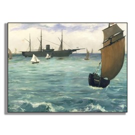 Edouard Manet Canvas Wall Art - The Kearsarge At Boulogne - Seaside Scenery Pictures - Bedroom Aesthetics - Girls Room Decor - Kitchen Decor - Famous Painting Reproducte - Unframed/12x16in/30x40cm