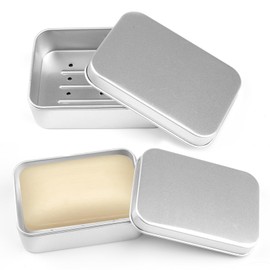 Pack of 2 Aluminium Soap Dishes with Draining Rack, Soap Box Waterproof Small for Travel, Moisture-Resistant, Rustproof Metal Soap Dishes for Home or Travel