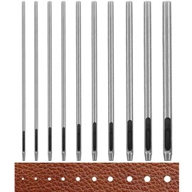 Hole Punch 10 Sizes 0.5 mm/0.8 mm/1.2 mm/1.5mm/2.5mm/3mm/3.5mm/4mm Eyelet Round, Round Shape, Steel Stamp, Leather Hole Punch, Hollow Belt Punch, Tool Hole Punch, Set, Belt, Wallet, Watch, Punch