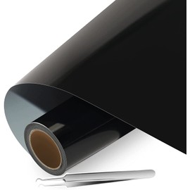 NCRGB Plotter Film Textile, Transfer Film, Vinyl Film Plotter, Ironing Film for Printing, Flex Film Plotter, Textile for DIY T-Shirt and Other Fabrics (Black, 30.5 x 400 cm)