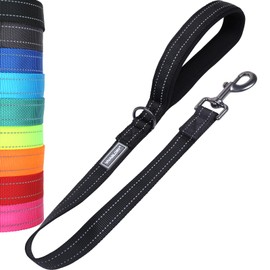VIVAGLORY Short Dog Leash Closelyt Traffic Leash for Dog with Soft Padded Handle for Training & Walking, Padded Neoprene & Heavy Duty, 24inch, Black