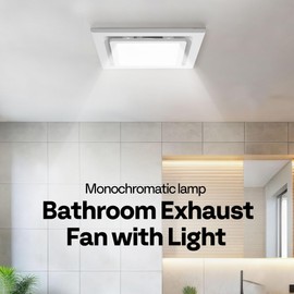 VIVOHOME Bathroom Exhaust Fan with Light, 165CFM Shower Ventilation Exhaust Fan with 6500K LED Light Combo,Ceiling Mount w/ 4" Duct Hose 1.5 Sones Square Fan, Cool White Light