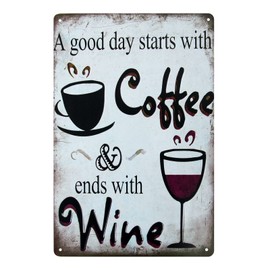 ERLOOD A Good Day Starts with Coffee Metal Tin Sign Bar Pub Man Cave Wall Decor 8 x12
