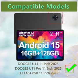 ATOOZ for DOOGEE U11 Case 11 Inch,Soft Silicone Kids Case for DOOGEE U11 Pro Tablet 2025/Teclast P50 Tablet with Stand (Black)