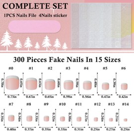 300pc French Gel x Toenail Tips Nude Press on Toenails Glue on Fake Toenails Soft Gel False Toenail Full Cover Gel x Toe Nail Tips Artificial Toe Fake Nail Gel Tips for Acrylic Toenail Extension