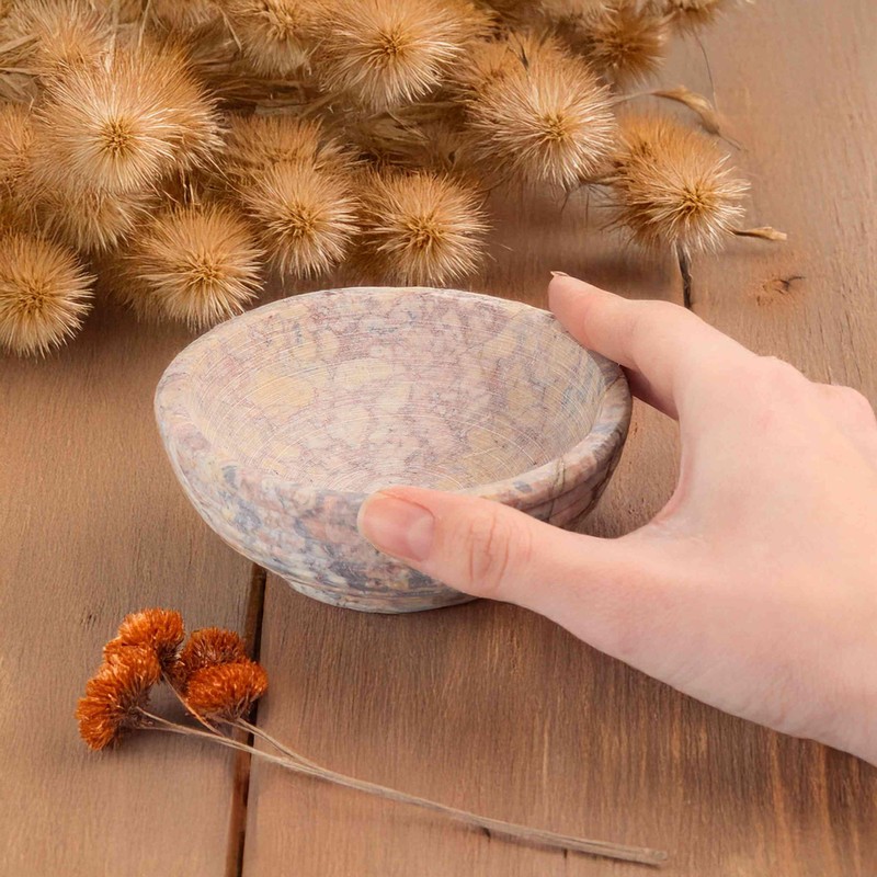 NKlaus Soapstone Incense Bowl Diameter 10 cm - Solid Bowl,