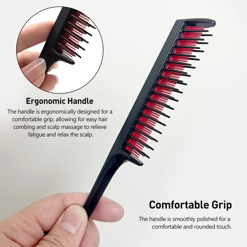 5-Piece Triple Teasing Comb Set - Rat Tail Combs for