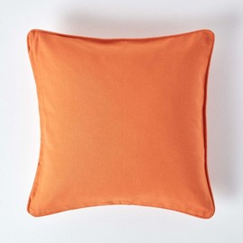 Homescapes Terracotta Cushion Cover 45 x 45 cm, Decorative Cushion Cover with Zip Made of 100% Cotton, Plain Decorative Cushion Cover for Decorative Cushions and Sofa Cushions, Terrcaotta Orange