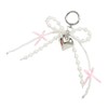 MMIUAEG Y2K Pearl Bowknot Keychain Heart Charm Bowknot Keyring Keychain