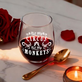 Funny Retirement Gifts for Women Wine Glass, Not My Circus Not My Monkeys, Humorous Thank You Gifts Ideas for Mom Friends Coworkers Neighbors BFF - Sarcastic Proverbs wine glass -44