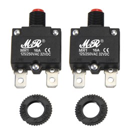 RKURCK 16 Amps Thermal Circuit Breakers 125/250V AC 32V DC Push Button Manual Reset Overload Protector Switch 16A 2 Pack