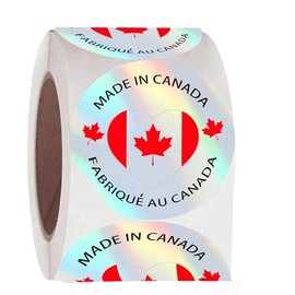Made in Canada Sticker 1 Inch Canadian Small Businesss Sticker - Canadas Label FABRIQUE AU Canada Labels Canadian Dot Stickers for Canadas Party Favors Packaging Seals Bags