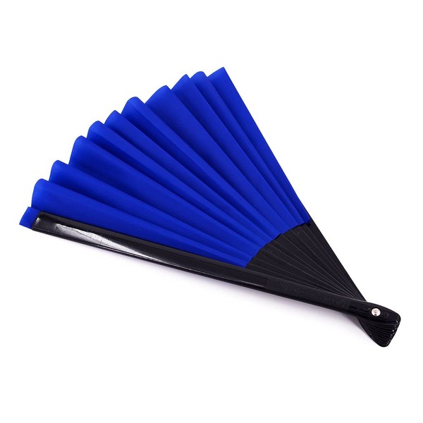 1SourceTek Large Folding Fan Nylon Cloth Handheld Folding Fan Chinese Kung Fu Tai Chi Fan Decoration Fold Hand Fan for Party Favors (Blue)
