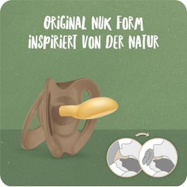 NUK for Nature Baby Dummy, 6-18 Months, Sustainable Rubber Dummy, Over 98% Natural Raw Materials, Terracotta Red, Pack of 2