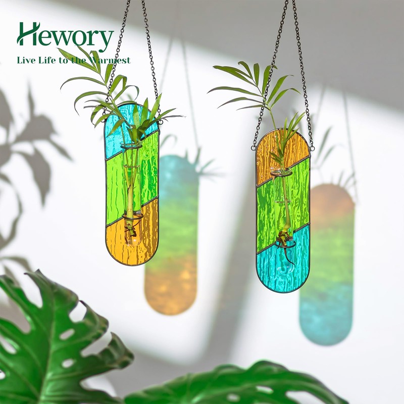 Stained Glass Plant Propagation Hanging: Hewory 2 Pcs Propagation Station