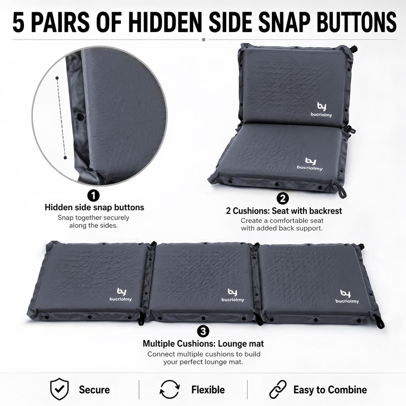 Inflatable Seat Cushion Reversible Extra Large Portable Travel Camping